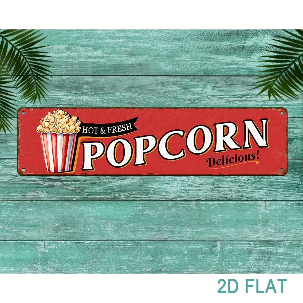 Home Cinema Wall Design - Insegna Vintage in Alluminio per Popcorn,