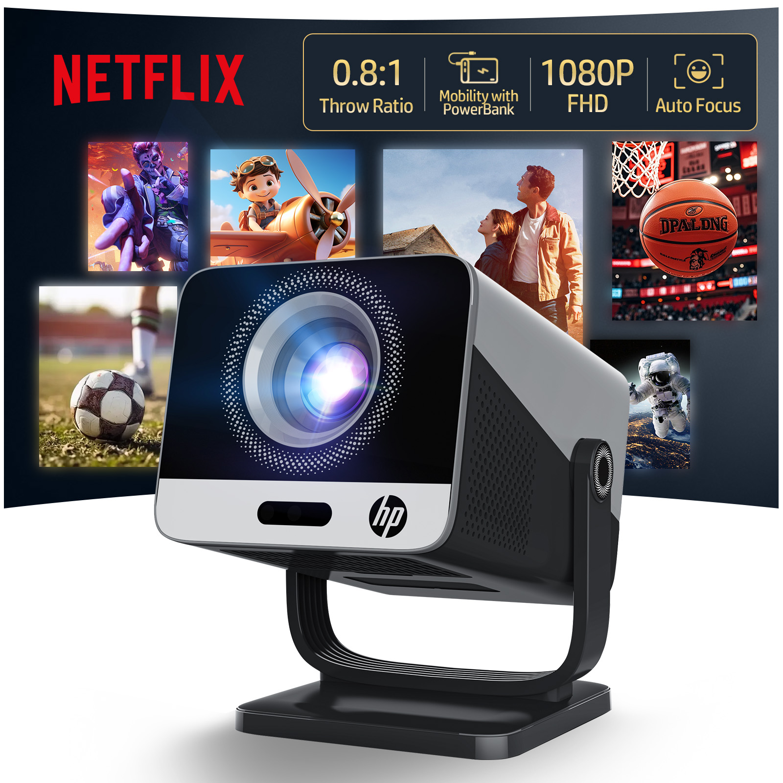 Netflix Home Cinema - Proiettore HP MC475 con Licenza Netflix
